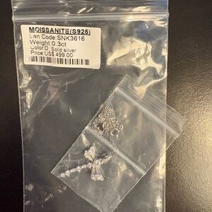 Moissanite Dragonfly Pendant Necklace in Silver